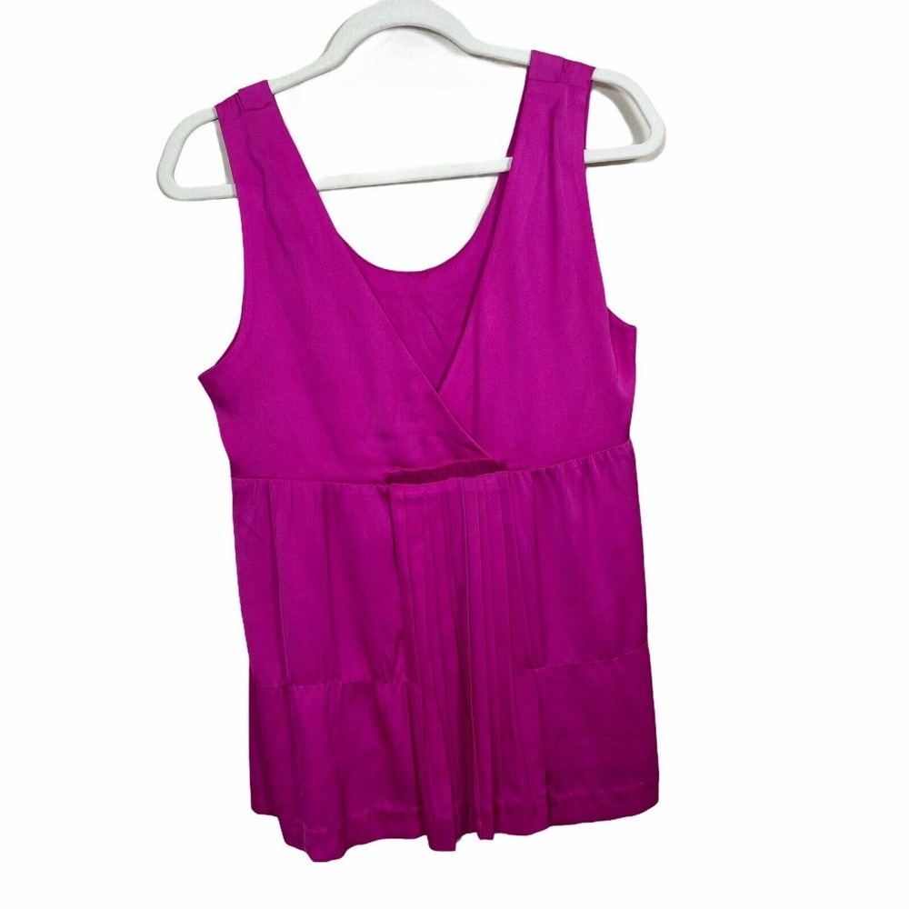 Theory Hot Pink V-Neck Silk Blouse Career